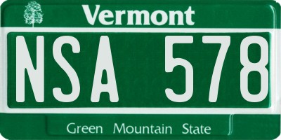 VT license plate NSA578