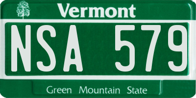 VT license plate NSA579