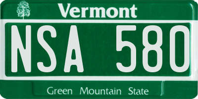 VT license plate NSA580