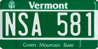 VT license plate NSA581