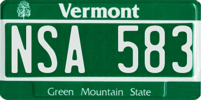 VT license plate NSA583