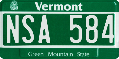 VT license plate NSA584