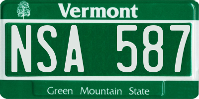 VT license plate NSA587
