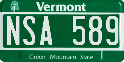 VT license plate NSA589
