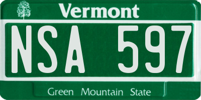 VT license plate NSA597