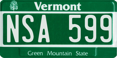 VT license plate NSA599