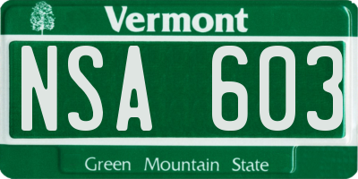 VT license plate NSA603