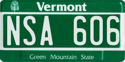 VT license plate NSA606