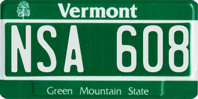 VT license plate NSA608