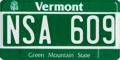 VT license plate NSA609
