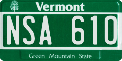 VT license plate NSA610