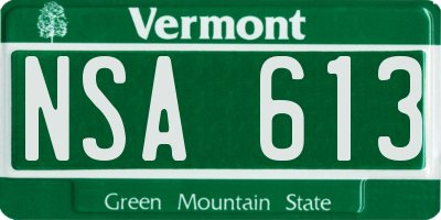 VT license plate NSA613