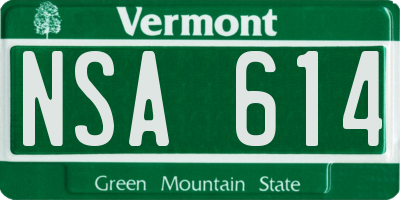 VT license plate NSA614