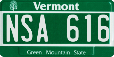VT license plate NSA616