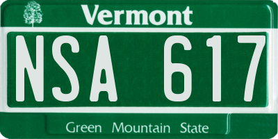 VT license plate NSA617