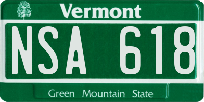 VT license plate NSA618