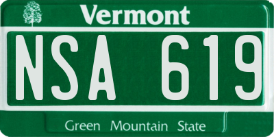 VT license plate NSA619