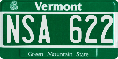 VT license plate NSA622