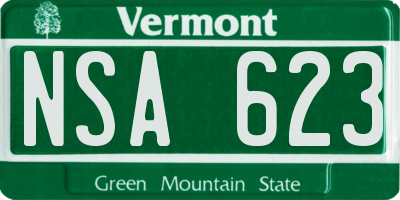 VT license plate NSA623