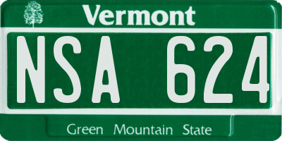 VT license plate NSA624
