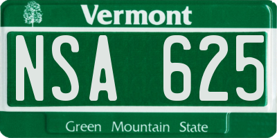 VT license plate NSA625