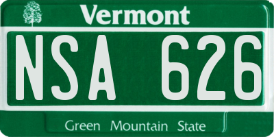 VT license plate NSA626