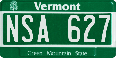 VT license plate NSA627