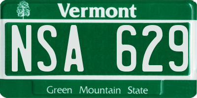 VT license plate NSA629