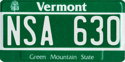 VT license plate NSA630