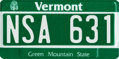 VT license plate NSA631