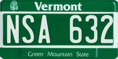 VT license plate NSA632