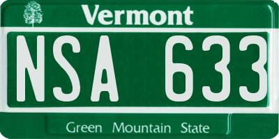 VT license plate NSA633