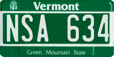 VT license plate NSA634