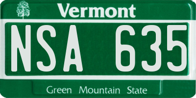 VT license plate NSA635