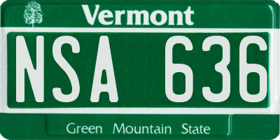 VT license plate NSA636