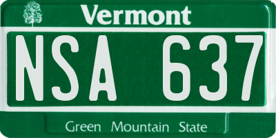 VT license plate NSA637