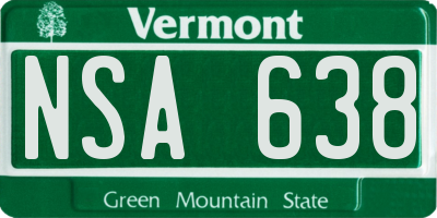 VT license plate NSA638