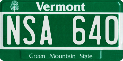 VT license plate NSA640