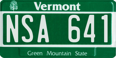 VT license plate NSA641