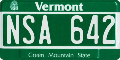 VT license plate NSA642