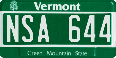 VT license plate NSA644
