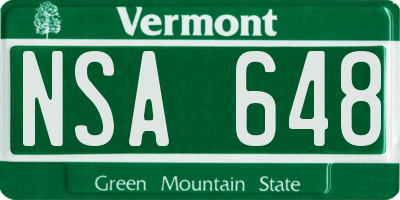 VT license plate NSA648