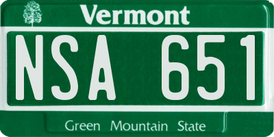 VT license plate NSA651