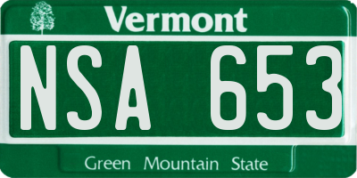 VT license plate NSA653