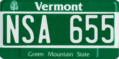 VT license plate NSA655