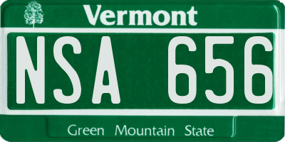 VT license plate NSA656