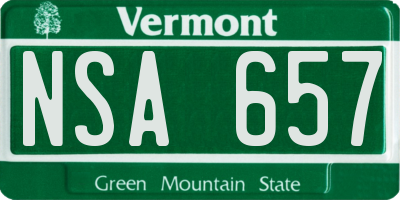 VT license plate NSA657