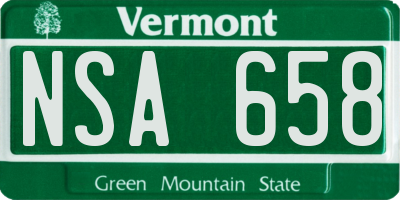 VT license plate NSA658