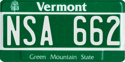 VT license plate NSA662