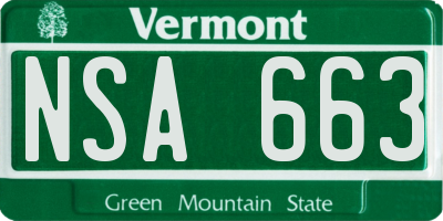 VT license plate NSA663